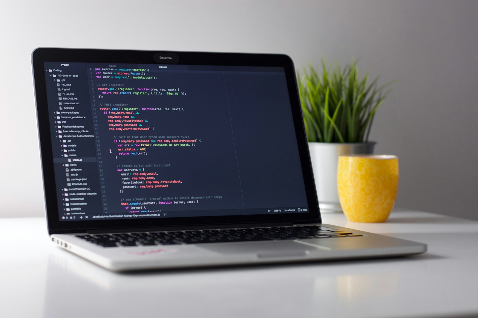 Lines of code on a screen